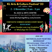 KL ARTS & CULTURE FESTIVAL ’23  Watercolour Painting Workshop  (Streetscape: View of KL)  by Artist Shireen Lee